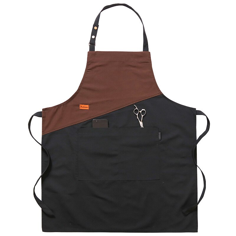 Keukenschort voor vrouwen, mannen, café, winkel, barbecue, kappersschorten, verstelbare restaurantchef, werkkleding, oberslabbetjes: Stijl 3