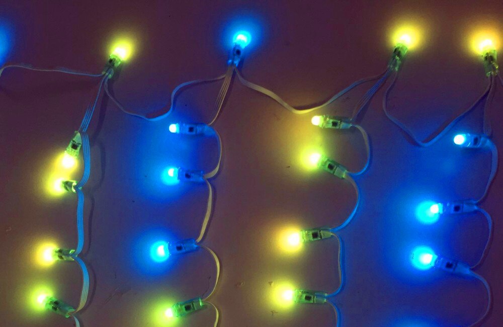 Addressable 5nodes*20drops LED Pixel Icicles;DC12V WS2811 controlled;all white wire;IP68;100nodes/set;with xConnect pigtail