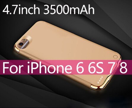 3500/4000mAh Battery Case For iPhone 6 s 6s 7 8 Powerbank Power Bank Charging Case for iphone 6 6s 7 8 plus Battery Charger Case: Gold 6 6S 7 8