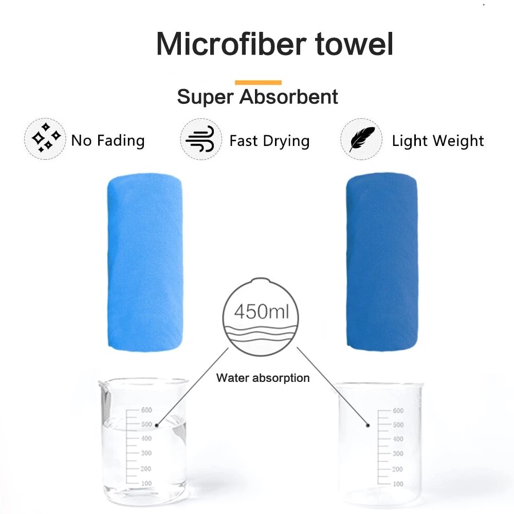 Sports mikrofiber hurtigtørrende lomme håndklæde bærbart ultralet absorberende stort håndklæde til swimmingpool svømme gym fitness yoga strand