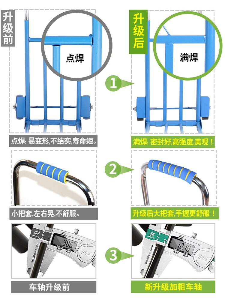 Folding luggage car heavy king hand cart transportation shopping trailer portable pull cargo trolley small pull cart