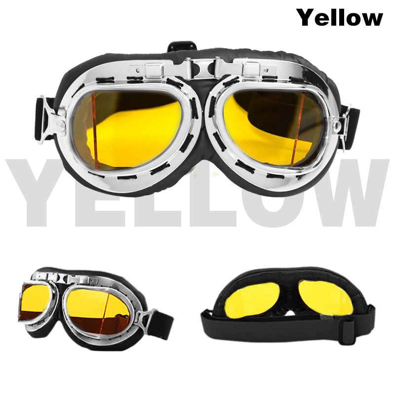 Motorcykel briller retro hjelm pilot briller motorcykel cykel briller vintage klassiske solbriller til gafas motocross dirt bike: Sølvgul