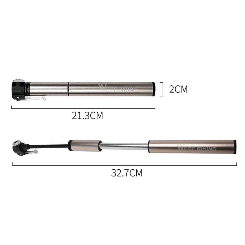 WEST BIKING 120PSI Bicycle Pump Hose Mountain Road Cycling Tire Valve Alloy Portable Mini Bike Pump