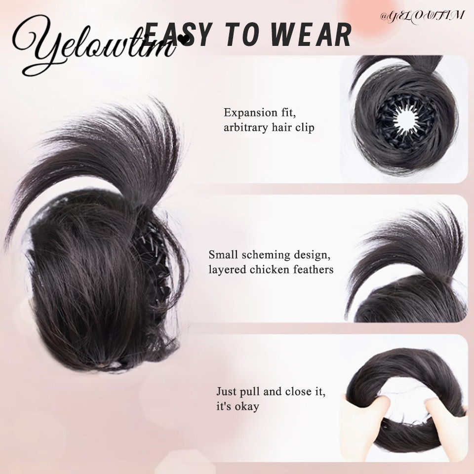 Coque pedaço de cabelo em linha reta chignon extensão mini faixa de borracha cabelo bun scrunchies sintético donut peruca acessório updo bun cabelo