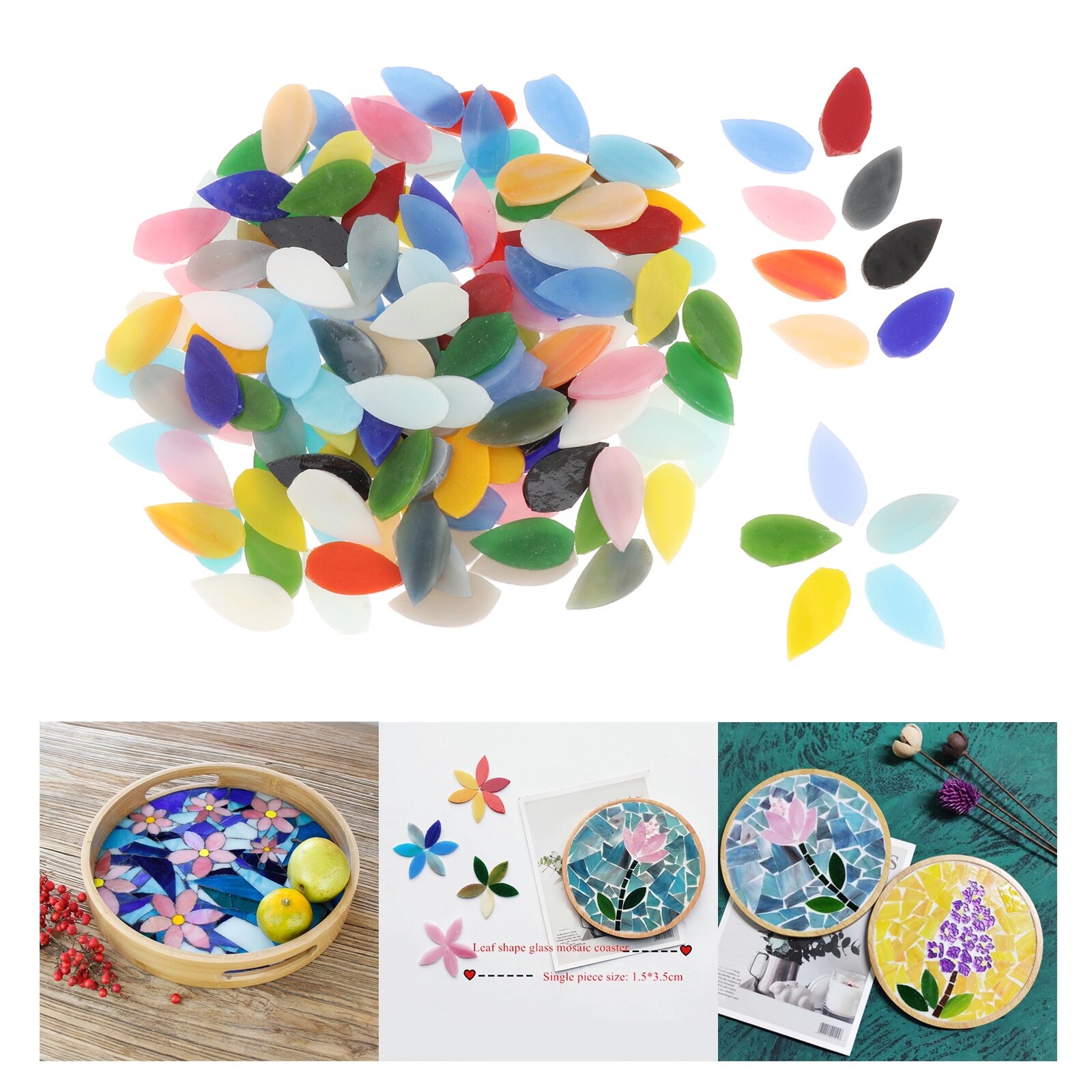 150pcs Water Mosaic Tiles Flower Leaves for Art Flowerpots Decoration
