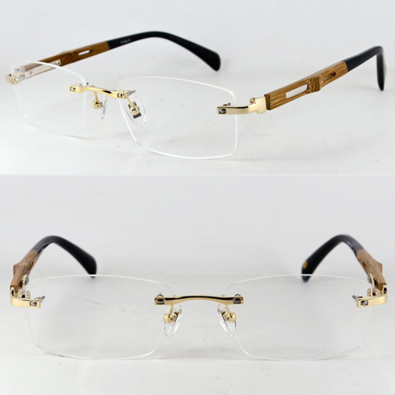 Pure Titanium Houten Hand Gemaakt Randloze Brilmonturen Luxe Bijziendheid Rx Staat Mannen Vrouwen Bril Bril Top