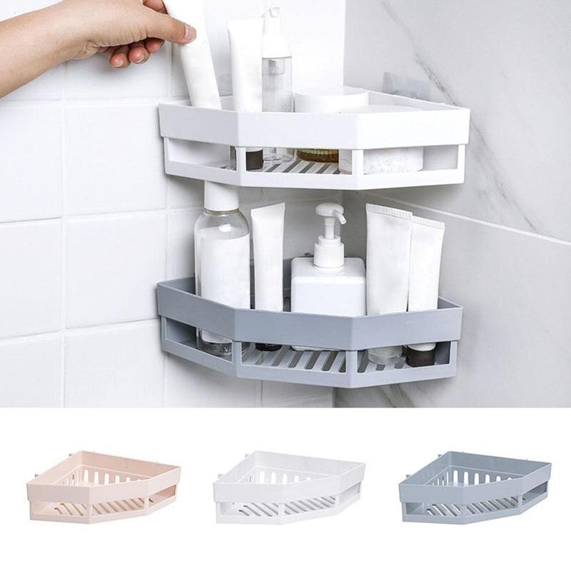Corner Shelf Seamless Stickers Bathroom Storage Rack Toilet Storage Kitchen Corner Supplies Rack J4J0