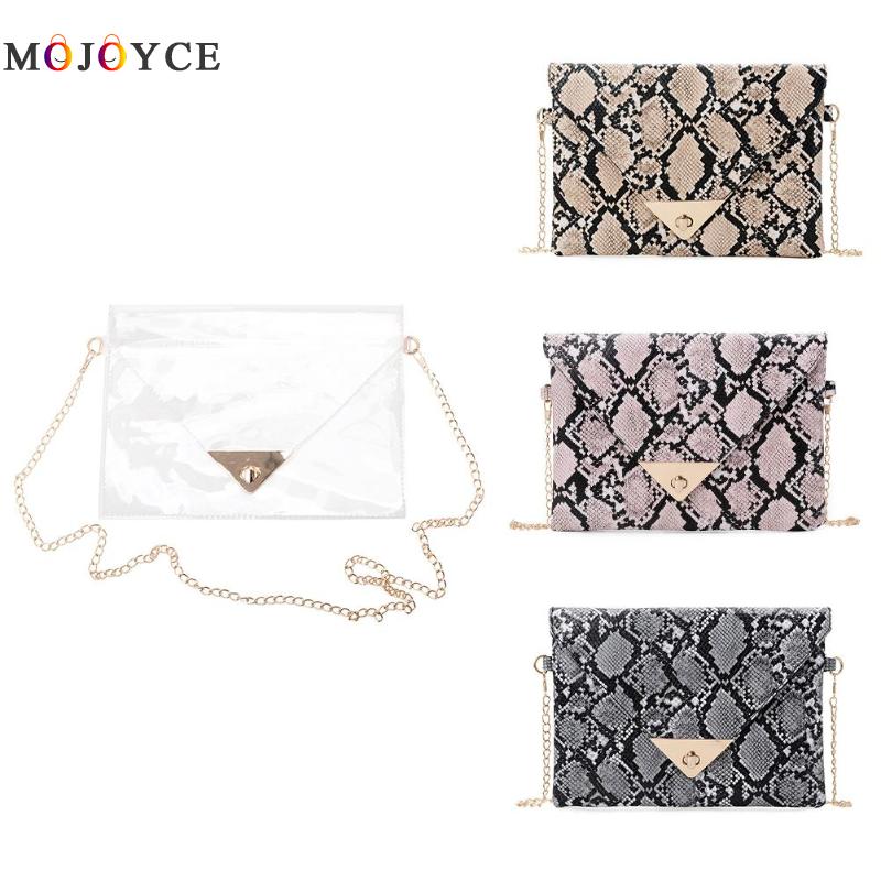 Vrouwen Envelop Snake Print Tas Handtassen Dame Mode Avond Serpentine Pu Lederen Ketting Schoudertas