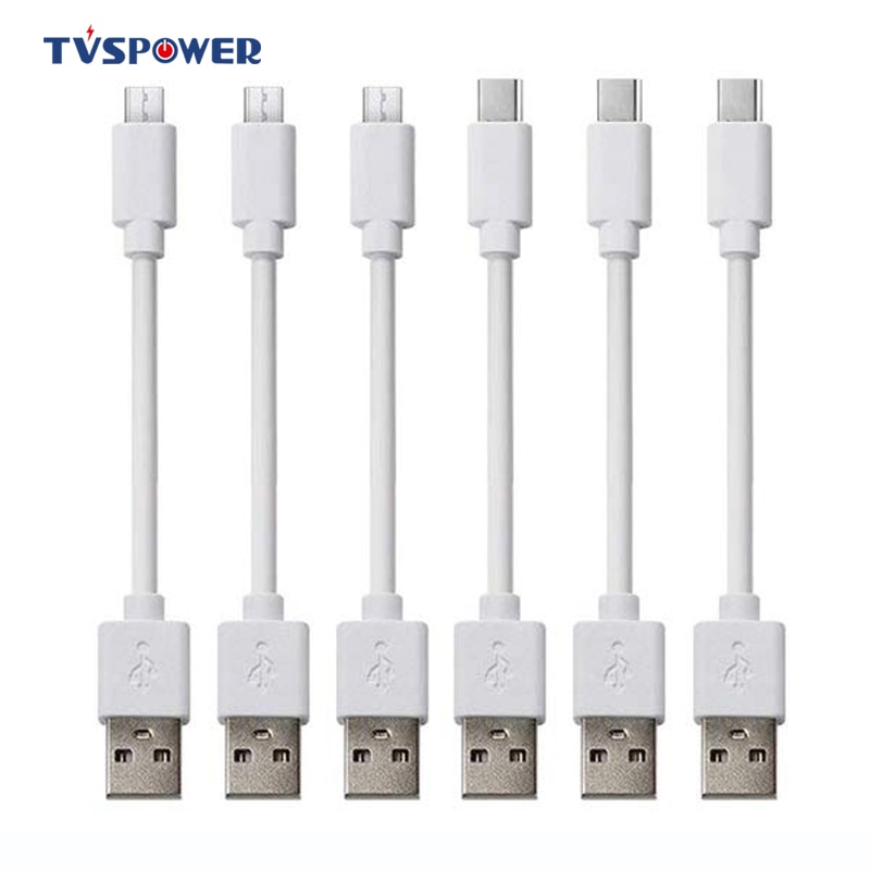 6 pièces câbles courts 25cm ligne pour Multi Ports USB chargeur 10 pouces pour Iphone type-c Android Micro USB câbles pour Station de recharge