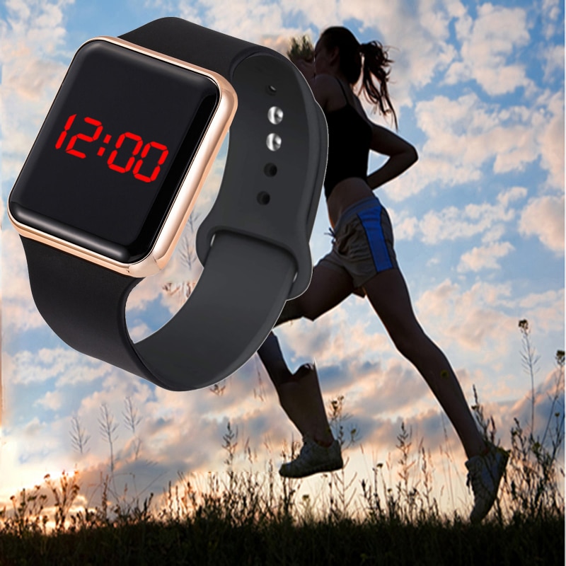 Frauen Männer unisex Sport LED Digital Armbanduhr Silikon Gurt Elektronische Uhren Uhren relogio feminino
