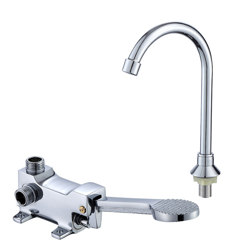Grifo de Pedal de latón, válvula de pie, lavabo y frío, grifo de laboratorio, tocador de baño: YELLOW