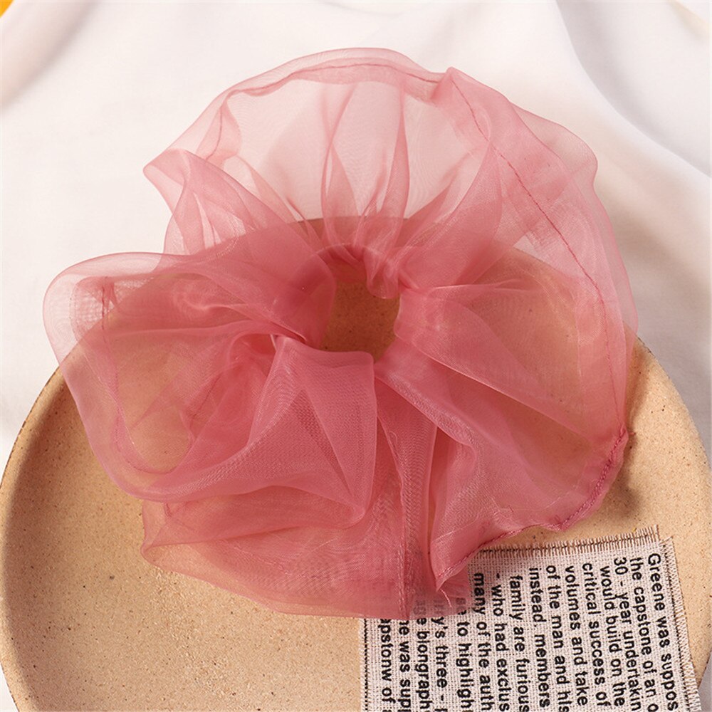 Organza randigt hår scrunchie hår ringslipsar för flickor hästsvanshållare hårband elastiskt hårband håraccessoarer huvudbonader