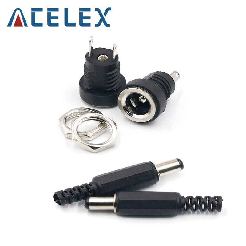 10PCS DC Power Connector pin 2.1x5.5mm Female Plug Jack + Male Plug Jack Socket Adapter PCB Mount DIY Adapter Connector 2.1X5.5: Male5 Female5 type1