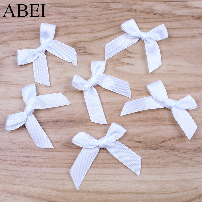 50 stks/partij Wit Bows Satijnen Lint Strikjes voor Bruiloft Scrapbooking Home Decoratie Handgemaakte Naaien Ornamenten