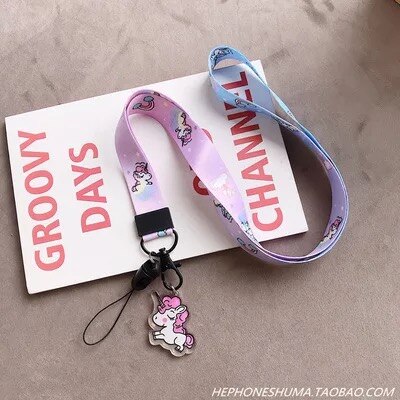 Cute lanyard for keys USB ID Pass Card Name Badge Holder Gym DIY Hang Rope Lariat Phone neck Strap Keycord Neckband Bag Pendant: Unicorn