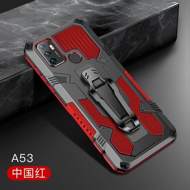 Rüstung Abdeckung Für OPPO A53 A53S Fall Stoßfest Gürtel Clip Holster Coque Für OPPO A53S Fundas para appo ein 53 s 53 s capa EINE 53 S: For OPPO A93 / Rot