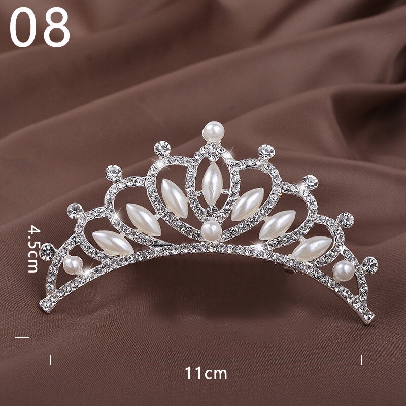 Prinzessin Krone für Mädchen Zeigen Braut Krone Tiara Diadem Silber Farbe Kristall Blumen Hochzeit Braut Haar Zubehör Kopf Schmuck: 8