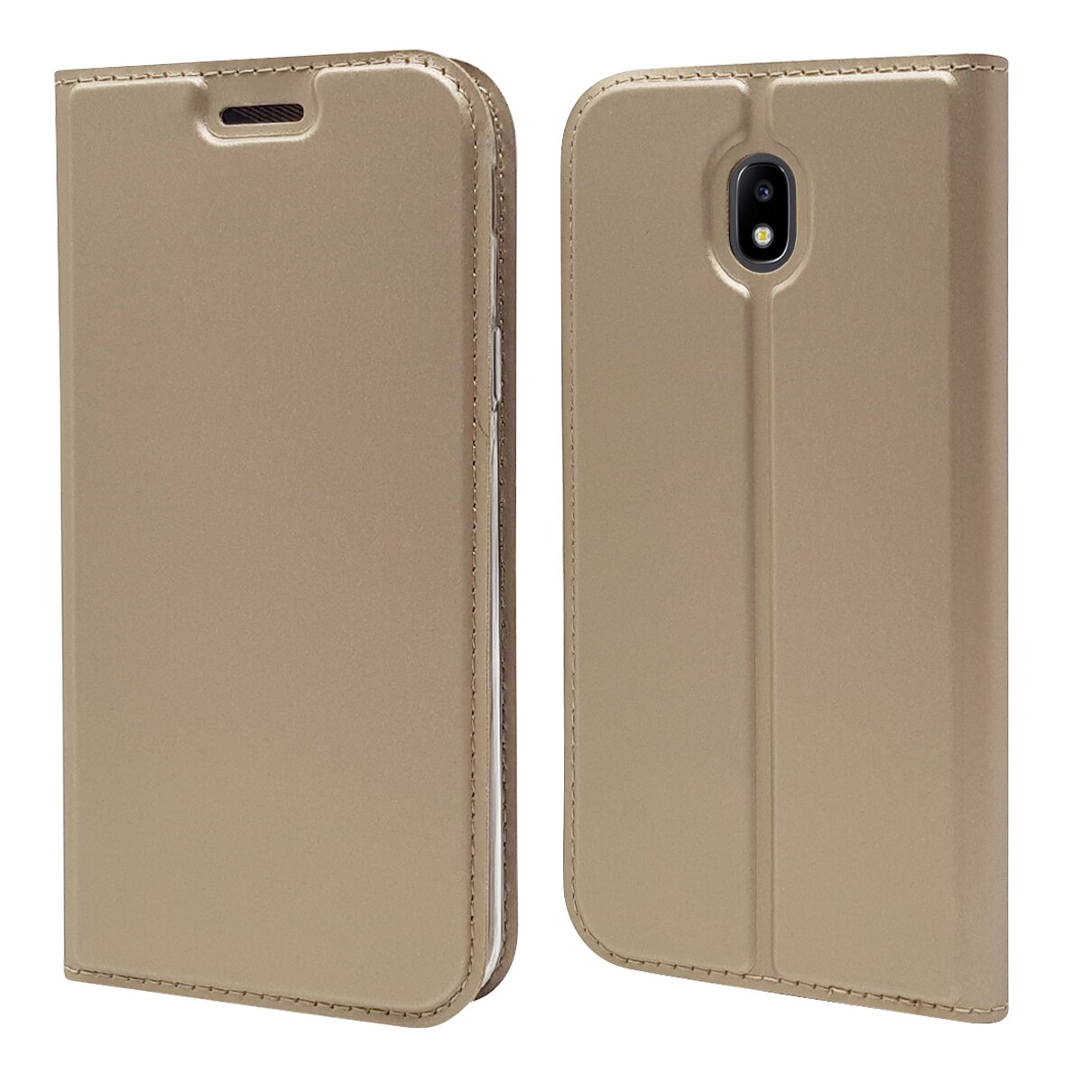 Fundas para Samsung Galaxy J3 Flip libro billetera de cuero funda para Samsung J3 J330F J330 SM-J330F Coque Capa: gold