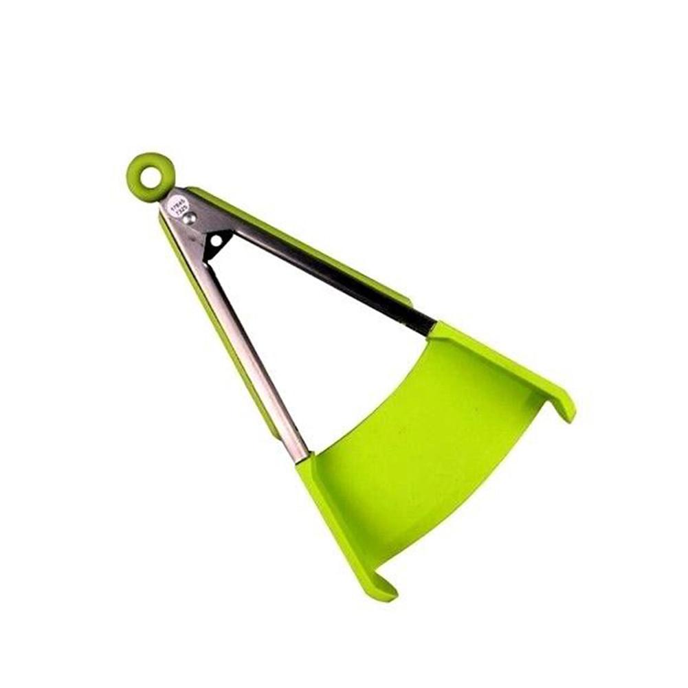 2 in 1 Smart Kitchen Spatula and Tongs Non-Stick Heat Resistant Stainless Steel Frame Silicone Tongs Kitchen Gadget: Green / 9inch