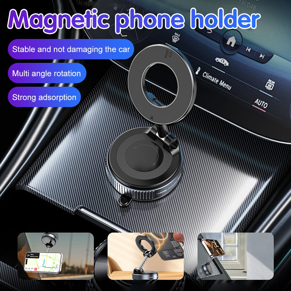 K007 support de téléphone magnétique puissant pour voiture pliable 360 ° Support sous vide réglable pour voiture/bureau/salle de bain/utilisation universelle