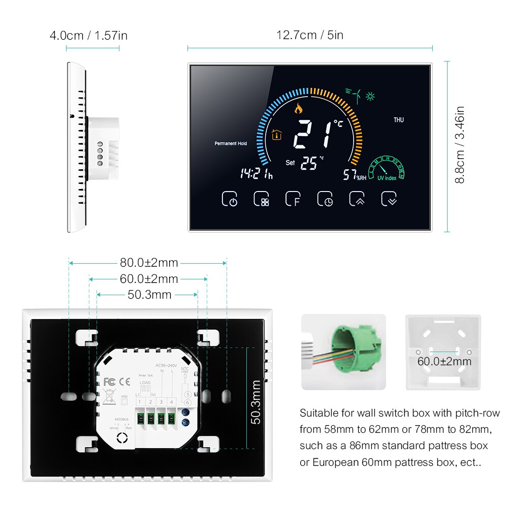 Smart Home Wi-Fi Programmable Thermostat Voice APP Control Backlit LCD Water/Gas Boiler Heating Digital Smart Thermostat
