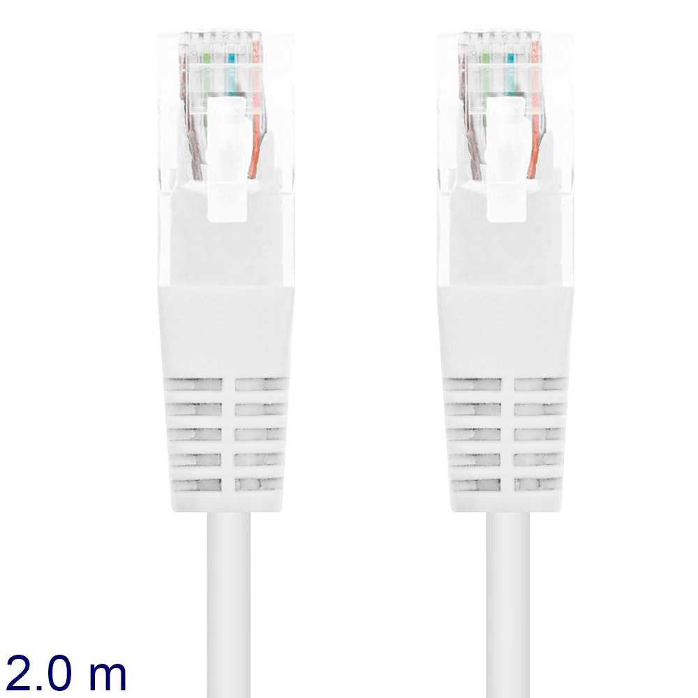 NANOCABLE UTP RJ45 Ethernet LAN Local Area Network Cable for PC Laptop Switch Router HUB White 10.20.0102-W 2m Cat.5e