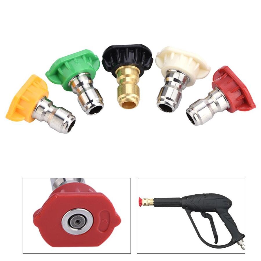 5pcs Pressure Washer Spray Nozzles Tip Set Variety Degrees For Quick Connect Sturdy And Durable