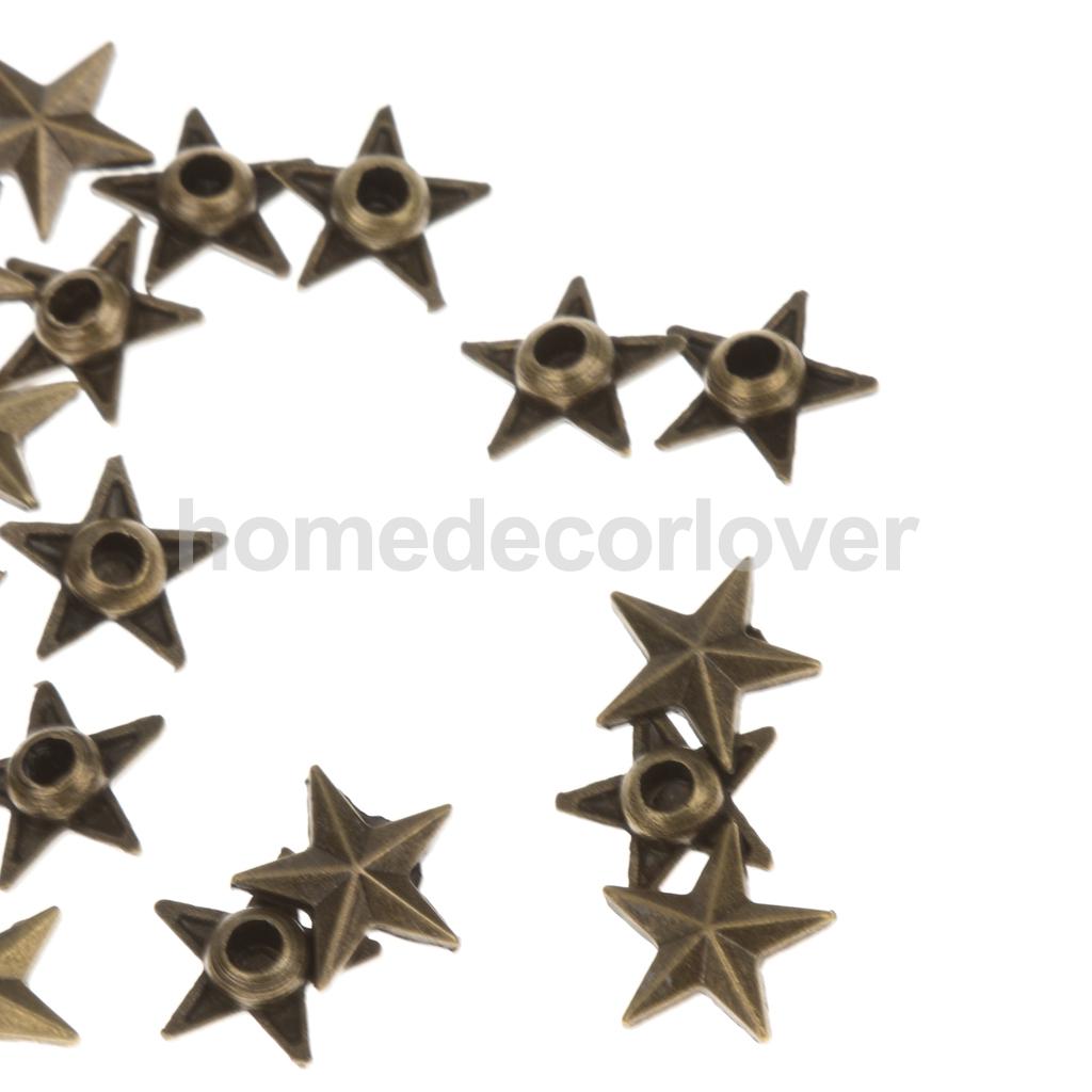Juego de 50 remaches de estrella DIY, tachuelas a presión, puntos decorativos de aleación para prendas de artesanía de cuero, accesorios DIY, picos de latón