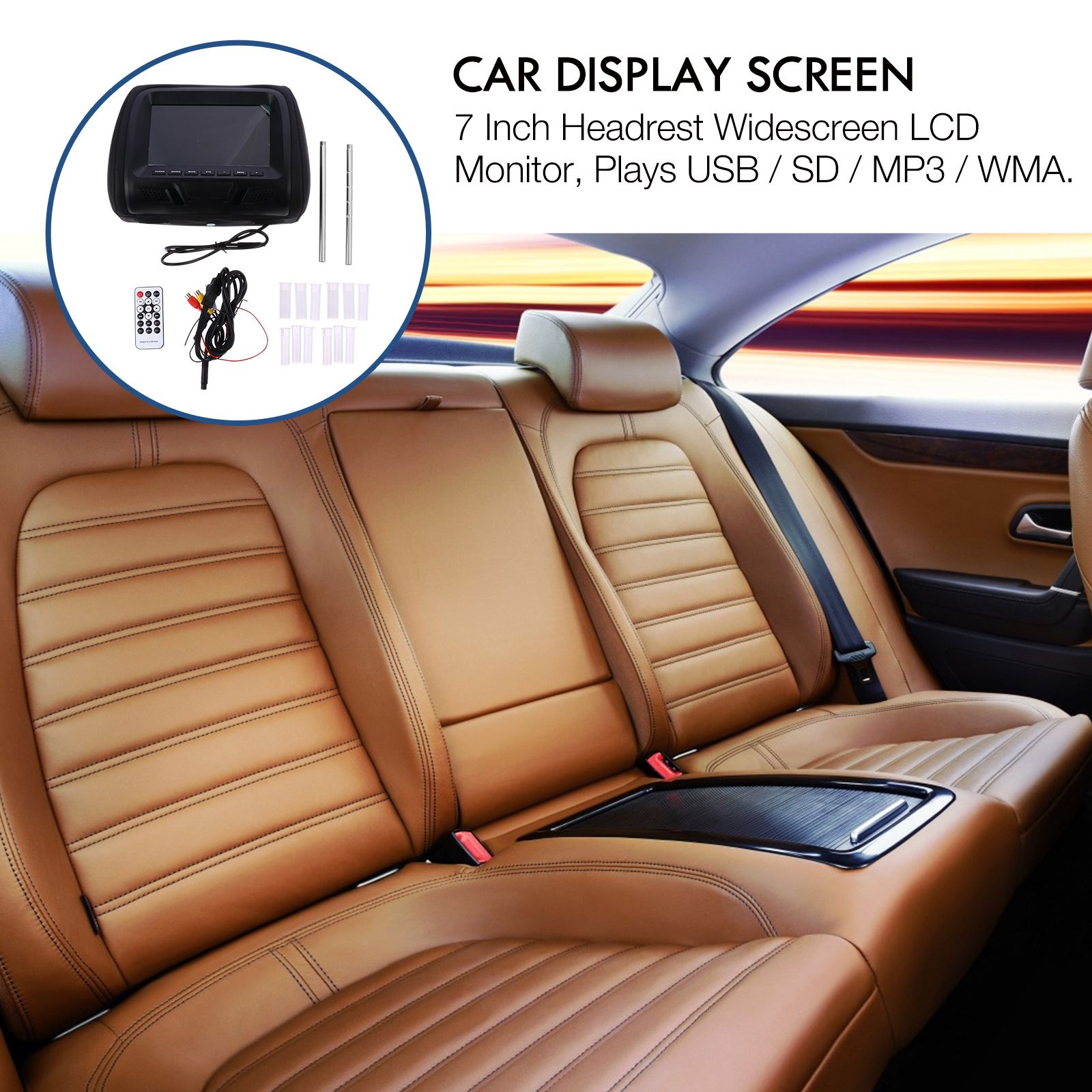 7-inch Car Headrest Display Screen Universal Back Seat Multi-function MP5 Screen
