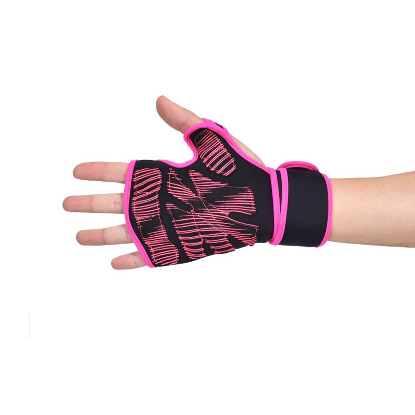 Nuevos guantes de fitness medio dedo equipo desgaste Palma silicona antideslizante muñeca fitness guantes deportes Palma