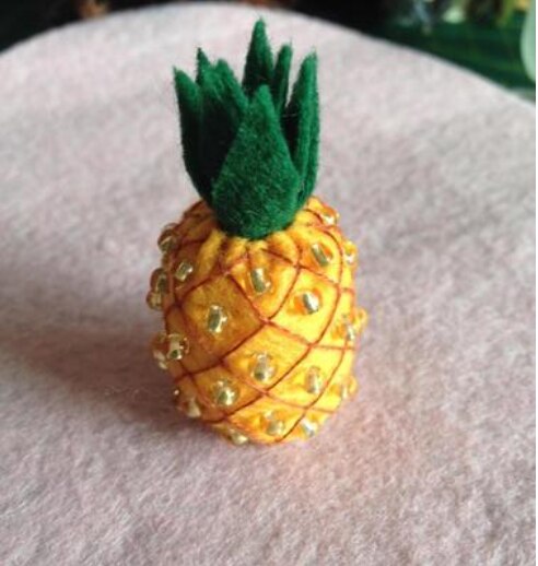 2 pièces ananas 3x5cm fruit tissu feutre kit vêtement en tissu non tissé artisanat bricolage ensemble de couture travail manuel matériel bricolage