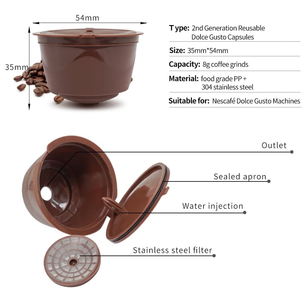 1Pc Refillable Coffee Filter 4X5.4cm 12g Sweet Taste Reusable Coffee Capsule Plastic PP Basket Dolce Gusto