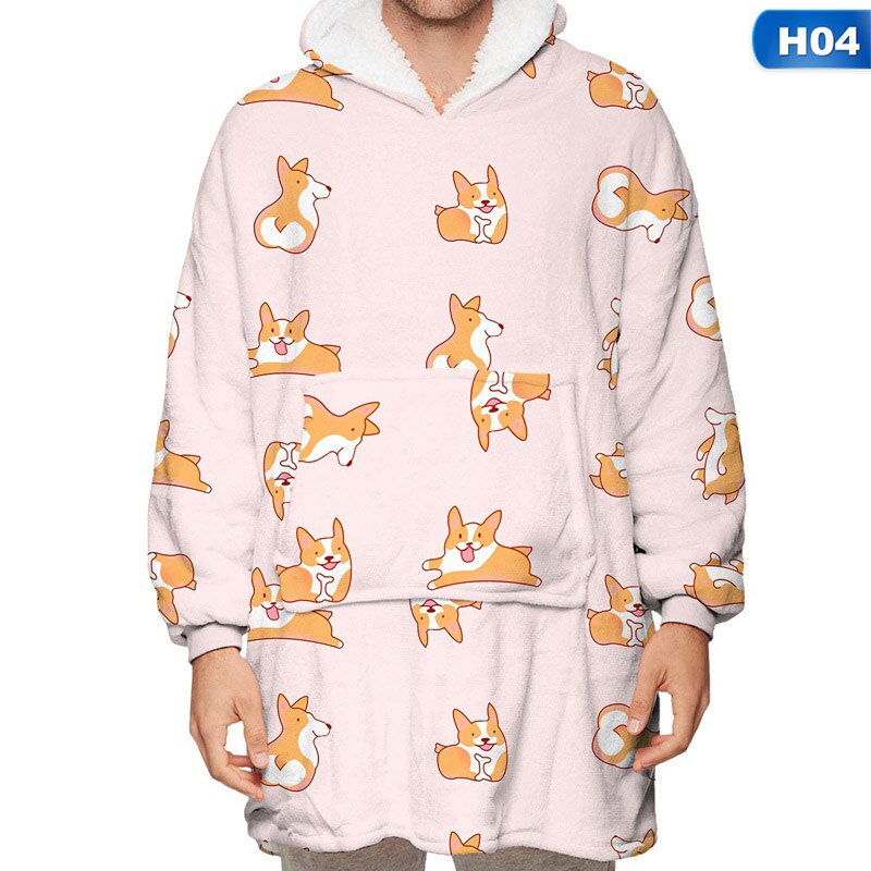 Koc z kapturem poręczny koc leniwy koc sweter z kapturem plus polarny z kapturem usługi w domu: H04