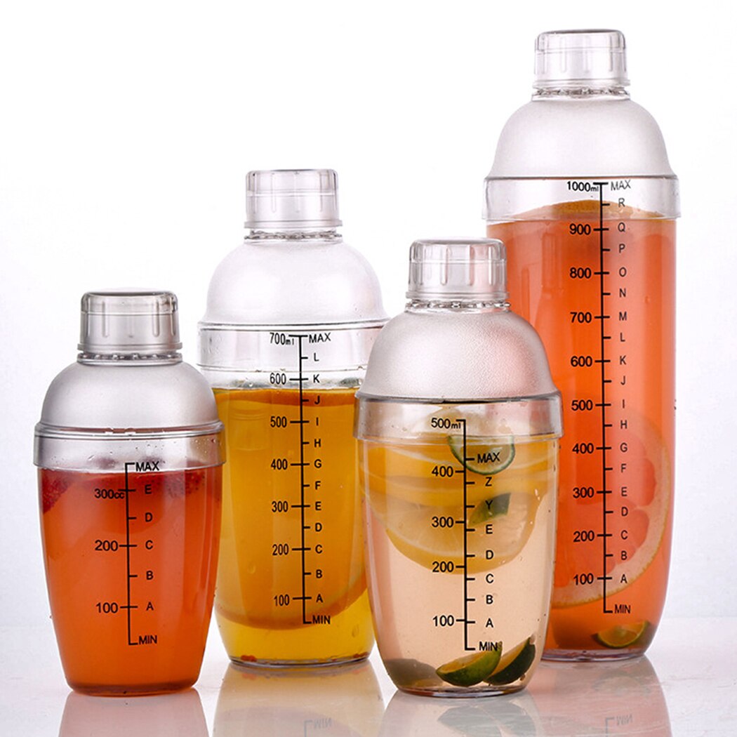 350ml/500ml/700ml/1000ml Wine Shaker Plastic Leak-Proof Cocktail Shaker Bar Shaker Cocktail Shaker Cup With Measurement