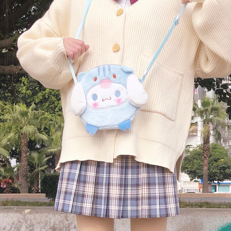 Joli sac en peluche japonais cannelle pour bébé, sac en peluche, doux et mignon, sac à bandoulière Kawaii pour chiens, pour filles