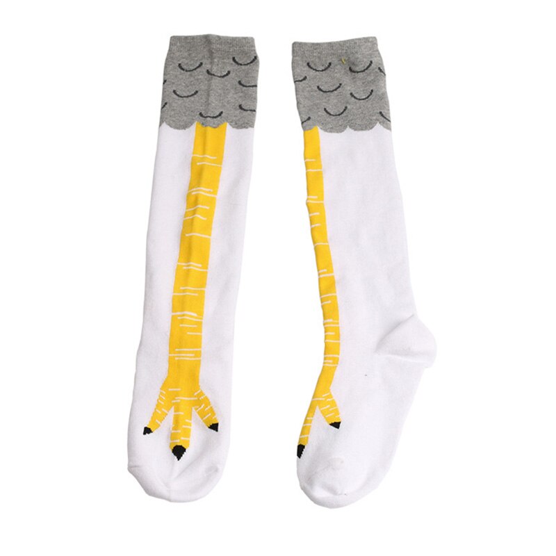 Kyllingeklo over knæet sokker til kvinder mænd 3d print sjove høje sokker jul: Hvid og gul / L