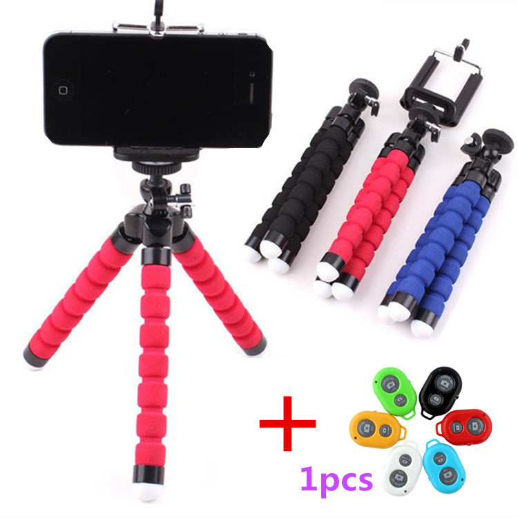 Flexible Octopus Tripod Bracket Selfie Stand Mount + Wireless Bluetooth Timer Remote Shutter Button For IPhone 6 7 SamsungS6