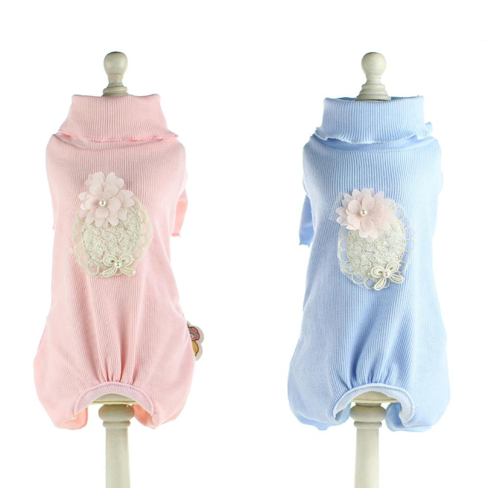 Hund sällskapsdjur jumpsuit skjorta 100%  bomull hund katt valp solid pyjamas byxor t-shirt 5 storlekar 5 färger