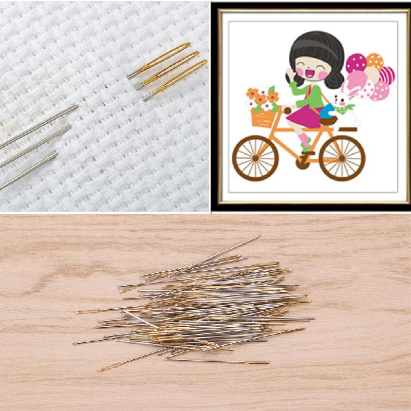 100Pcs Gouden Staart Naalden 24 # Borduren Stof Kruissteek Handwerken Tool