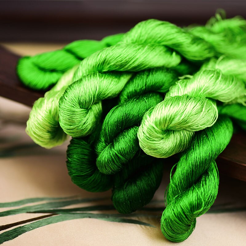 silk embroidery thread / 100% silk thread /hand embroidery embroider cross stitch/Leaf embroidery/green series