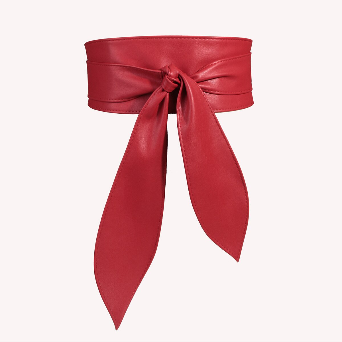 Women Waistbelts Wide Girdle Soft Bow Ribbon Extra Long Belt Bow Imitation Leather Girdle Clothing Accessory Waistbelt: Red