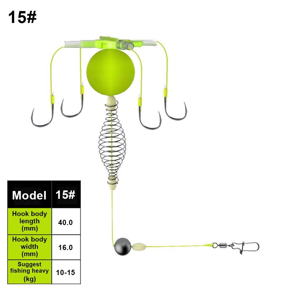 String Hook Fishing Bait Cage Four Hook Carbon Steel Line Group Feeder Sinker Float Fishing Spring Bait Cage Accessories: Blue