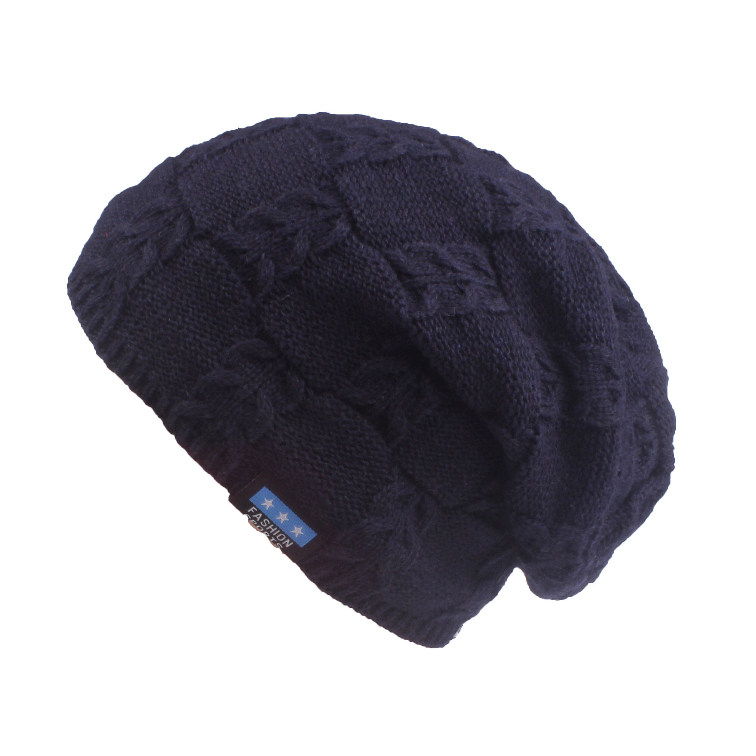 Xthree hommes bonnets hiver Skullies tricoté chapeau écharpe avec doublure laine mâle Gorras Bonnet hiver chapeaux pour hommes bonnets chapeaux: hat navy