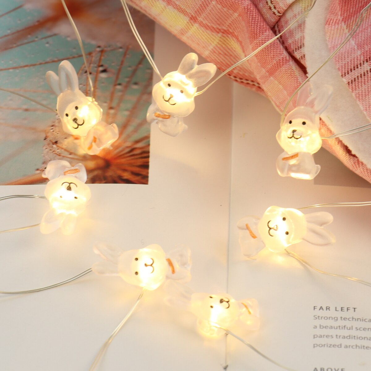 Easter LED Bunny String Lights Easter Decoration For Home Carrot Rabbit Fairy Light Supplies Happy Easter Party Favor