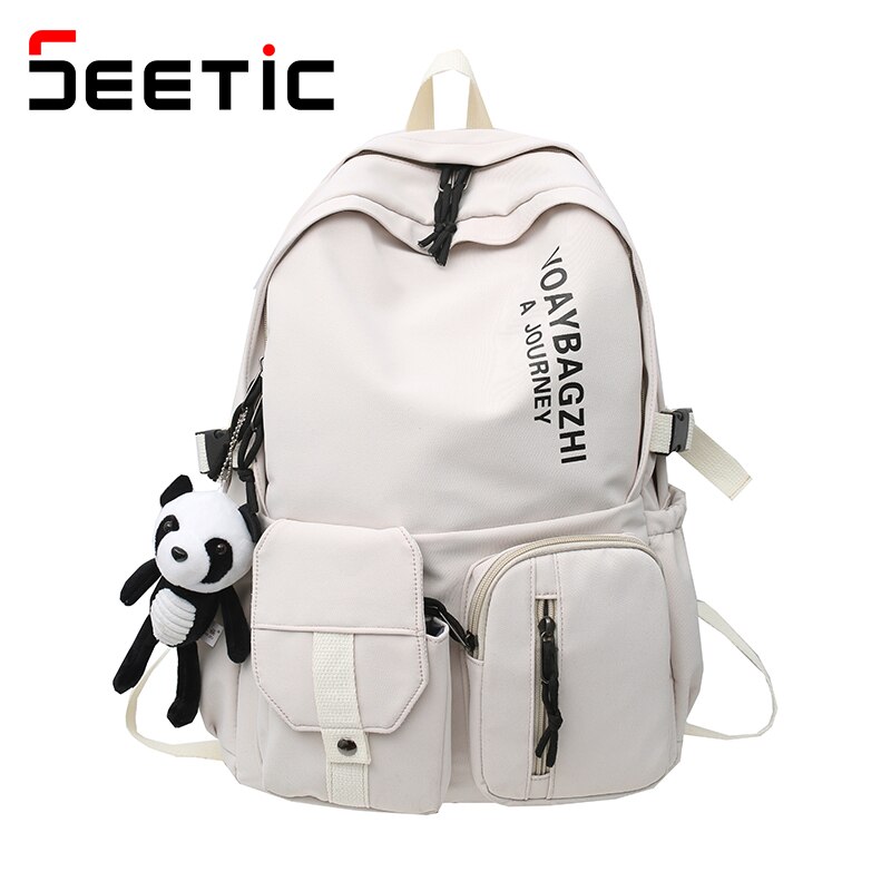 Seatic damenrucksack mit großem fassungsvermögen, wasserdicht, schulrucksack, diebstahlsicher, laptop-rucksack, unisex-reiserucksack mit vielen fächern: Weißer rucksack