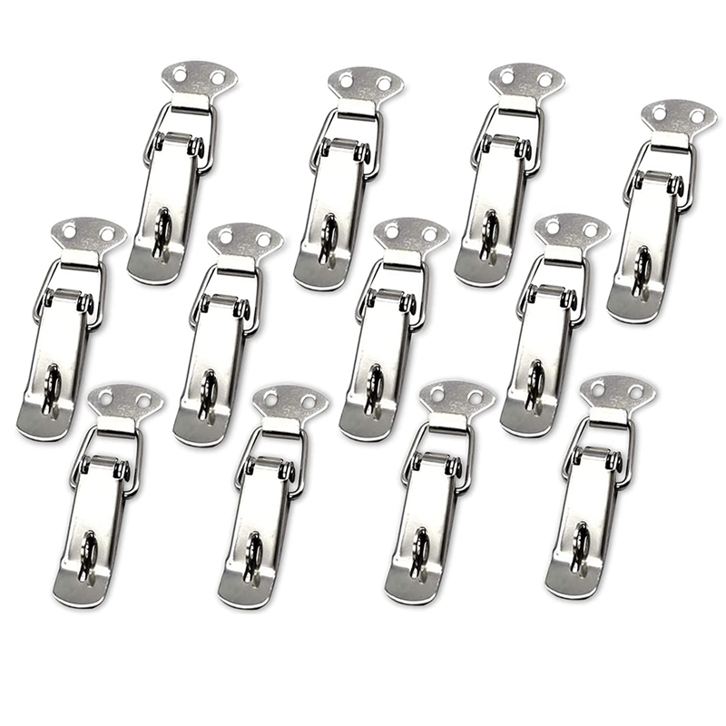 -12Pcs Spring Loaded Toggle Catch Latches Hasp Stainless Steel Catch Clamp Clips for Case Toolbox Box Drawer Chest Trunk: Default Title