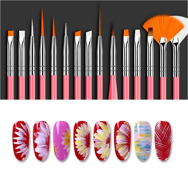 Fld 015 15 stuks nail art kwastenset lijntekening schilderpen uv gellak ontwerpen acryl nagelkit make-up kwastenset