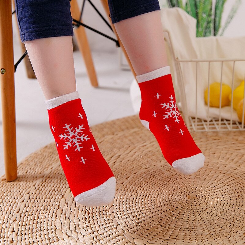 Chaussettes de noël pour enfants | En coton, bébés filles, enfants garçons, rayures, flocon de neige, Elk, père noël, ours de noël, 19: C / 7-9 years