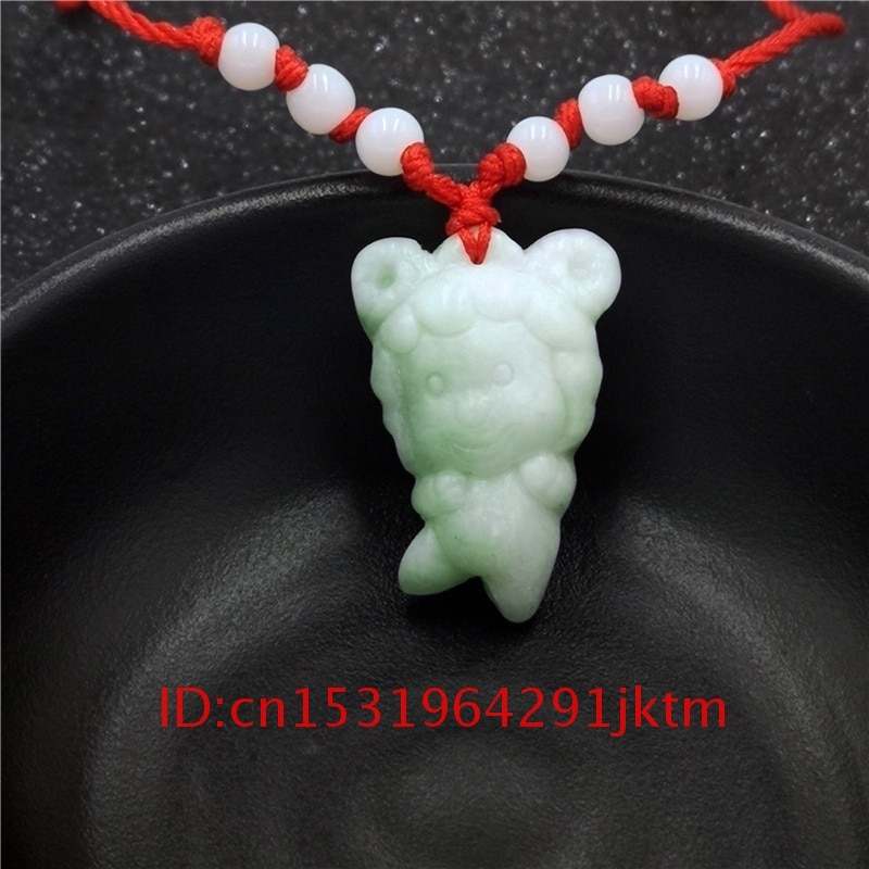 Carved Amulet White Jade Necklace Chinese Hand Jadeite Men Green Pendant Charm Women Jewelry Zodiac 1PC Natural