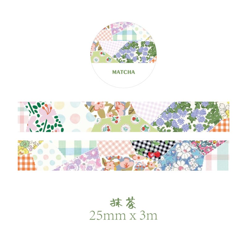 1 Roll Bloemen Washi Tape Decoratie Roll Diy Decoratieve Sticky Paper Masking Tape Zelfklevende Tape Plakboek Doorschijnend Tape: MATCHA